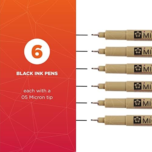 Sakura Pigma 50035 Micron Blister kartica olovka za mastilo, crna, 01 6CT i ligma Micron Fineliner olovke