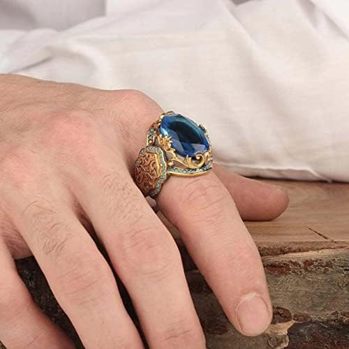 Prsten za palac za žene Plavi pozlaćeni zlatni nakit uzorak draguljastog prstena Dvobojna prodaja isklesana prstena