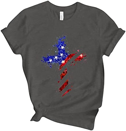 MIASHUI majice za trčanje ženske ženske Casual Dan nezavisnosti Star Print T Shirt kratka rukava