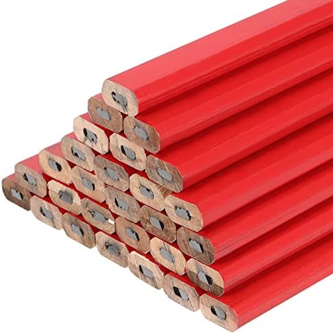 SINJEUN 144 komada 7 inča crvene stolarske olovke, osmerokutna ravna drvena olovka, profesionalni srednji