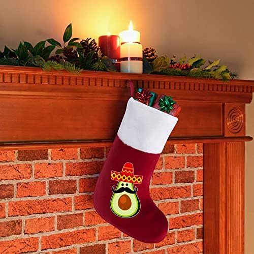 Meksički avokado sa Sombrero Božićne čarape Čarapa Xmas Tree Santa ukrasi Viseći ukrasi za kamin