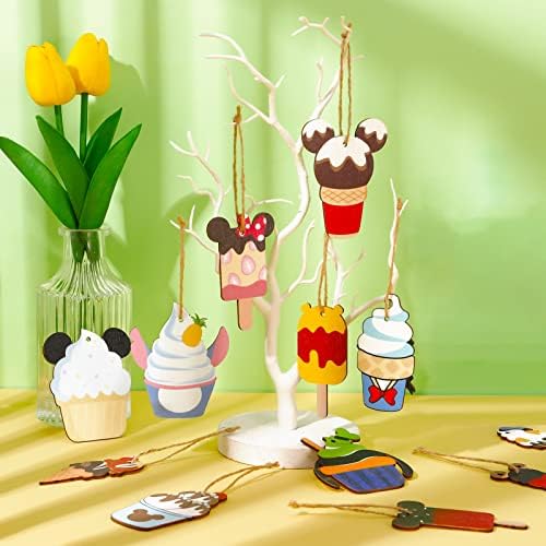 Chenkaiyang 24 kom ljetni sladoled viseći drveni ukrasi drveta, simpatični miševi zglobovi viseći