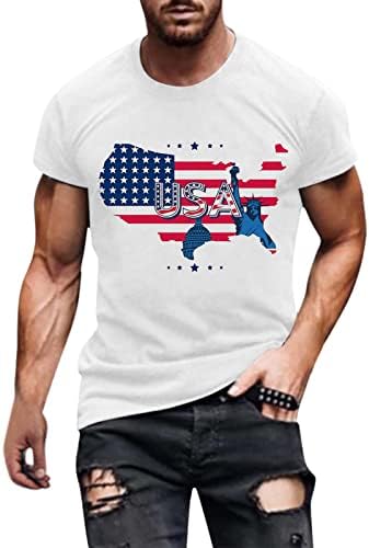 T Shirt Folder Muško Ljeto Casual Okrugli Vrat Kratki Rukav Dan Nezavisnosti Print T Shirt Bluza Tops T Shirt