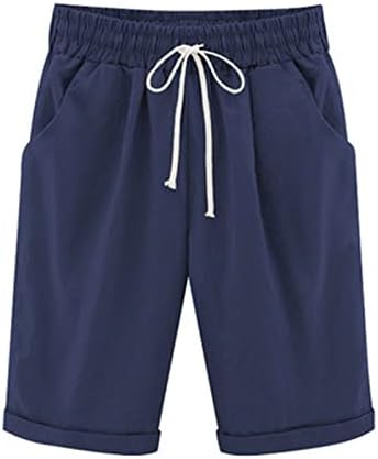 Ljetni ženski pamučni posteljina kratke hlače modne elastične strugove curling Bermuda kratke hlače plus veličine