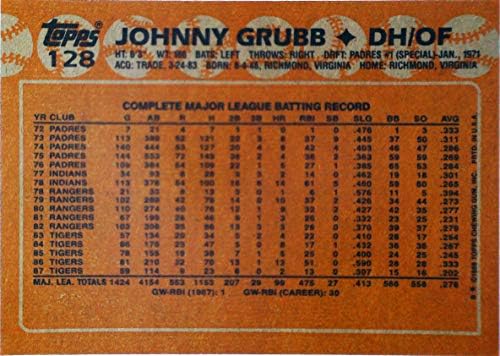 1988 TOPPS bejzbol kartica 128 Johnny Grubb
