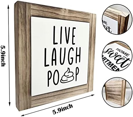 Jednostavan znak za drvene ploče, live Laugh Paop, kutija za drvene plakete Dekor 5,9 × 5,9 × 0,7 inča,