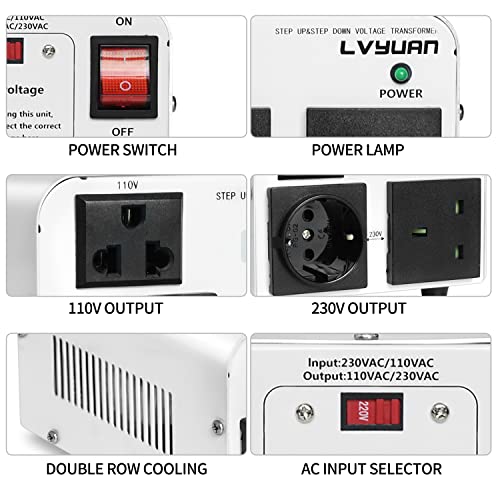 LVYUAN 800W Voltage Transformer Step Up 110V do 220V, sići 220v do 110v Voltage Converter sa nama, UK & Evropski