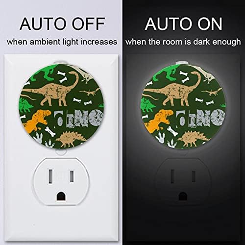 2 paketa Plug-in Nightlight LED noćno svjetlo Dinosaurus otisak zelene boje sa senzorom od sumraka