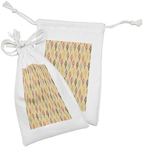 AMBESONNE Sladoled tkanina torba od 2, moderna i konusna sa grunge boja efekti Ljetni tisak, mala torba za vuču