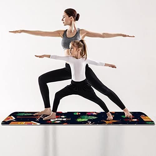 Debeli Neklizajući Vježba & fitnes 1/4 yoga mat sa Božić Santa sob Tree House uzorak Print za Yoga
