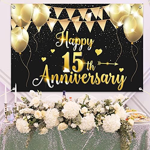 HAMIGAR 6x4ft Happy 15th Anniversary Banner Backdrop - 15 dekoracija za godišnjicu braka potrepštine