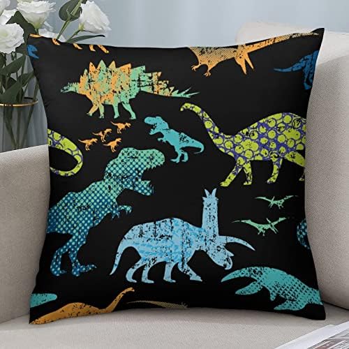Grunge Dino Dinosaur kvadratni jastučni jastuk od poliesterske jastuke bacaju navlake za jastuk za kauč na