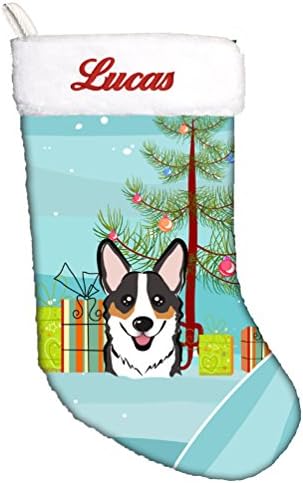 Caroline's bysures BB1627CSemb Christmas i Tricolor Corgi personalizirano božićno čarapa, kamin Viseći