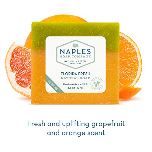 Napuljska sapunska kompanija prirodni Shea puter i maslinovo ulje sapun Bar-sapun bogat antioksidansima prirodno vlaži za glatku, podatnu kožu – bez štetnih sastojaka-Florida Fresh, 4.5 oz