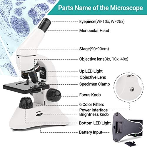 Mikroskop 80x-2000x uvećanje, dvostruko osvetljenje, metalno telo, optičko stakleno sočivo sa adapterom za telefon