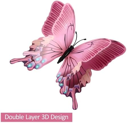 12pcs Leptir naljepnice za zid koji se mogu ukloniti 3D ružičasti leptir naljepnica sa magnetima za