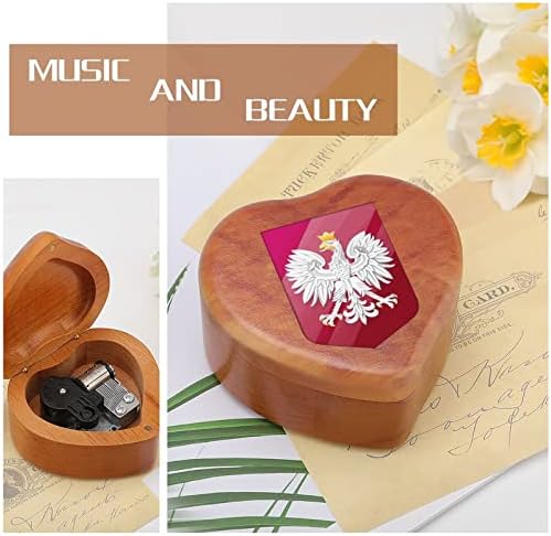 Grb Poljske drvne muzičke kutije Antikni urezani muzički pokloni za rođendan Božić Dan zahvalnosti