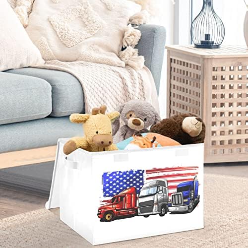 Kataku kamion Američki zastava kante sa poklopcima i ručkama, tkanina velika skladišna kontejner košara