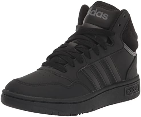 Adidas obruči 3.0 srednja košarkaška cipela, crna / crna / siva, 4 US unisex Big Kid
