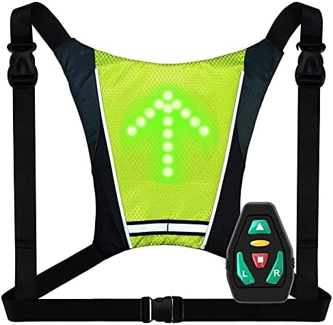 Gamone Tsadeer LED ruksak za okretanje signala, LED bicikl Signali za okretanje prsluka, punjivi