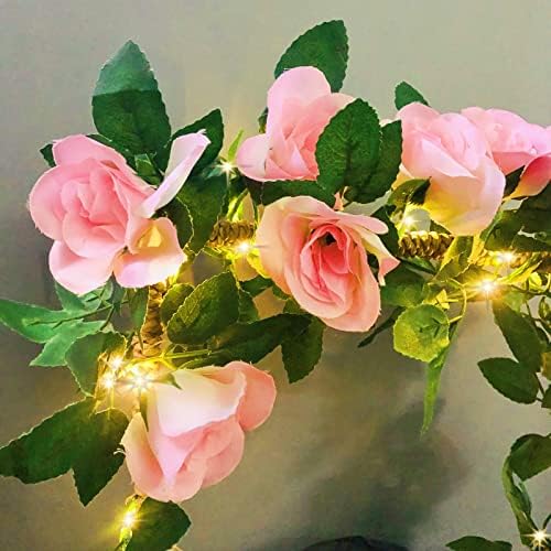 20led 7.5 ft Umjetna svjetla za cvijeće Rose Vine, na baterije vijenac za cvijeće ruže, Vilinsko svjetlo za Valentinovo,