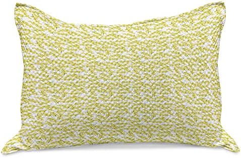 AMBESONNE Cvjetni pleteni jastuk sa kliplom, otisak razbacanih mimoza cvijeća na običnom pozadinu,