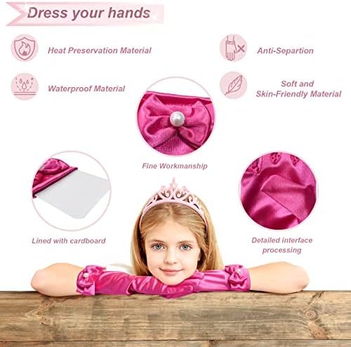 MYKASEN 6 pari djevojke princeze duge rukavice, prekrasne svilenkaste satenske rukavice za oblačenje s