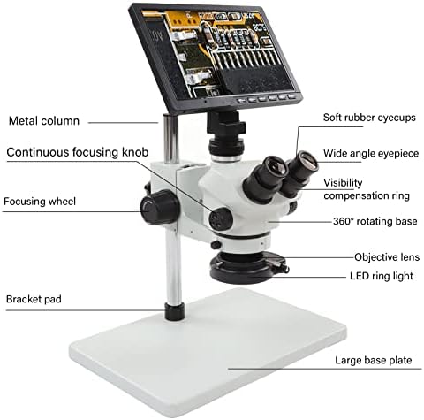 Industrijska kamera za mikroskop, 3.5 X‑50x Trinokularni Stereo mikroskop 16MP slike 1080p video snimanje