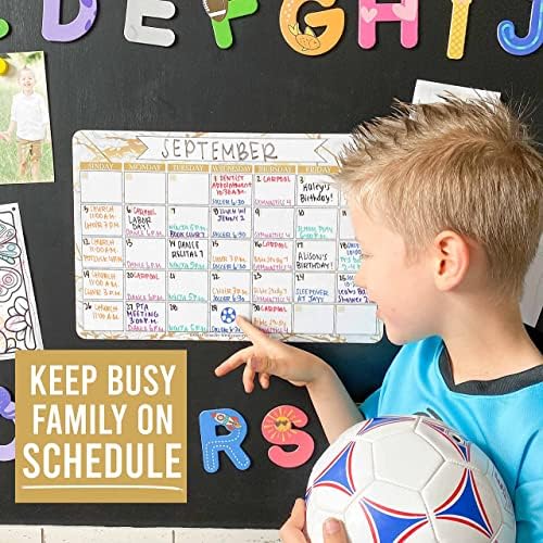 Zlatni mramor magnetski kalendar za brisanje za hladnjak i kreten za djecu više djece, mjesečni