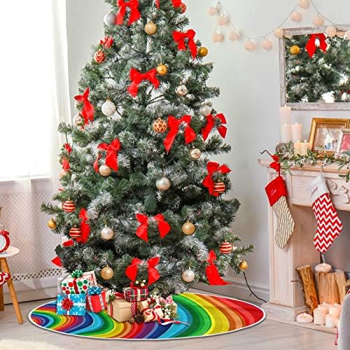 Alaza Christmas Drvo suknje, mali mini stablo suknje za suknje 35,4 inča sa umjetnošću Rainbow Sažetak
