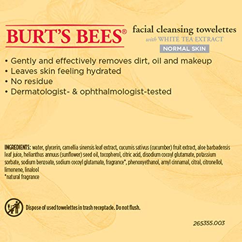Burt's Bees ručnici za čišćenje lica sa ekstraktom bijelog čaja -- 30 ručnika