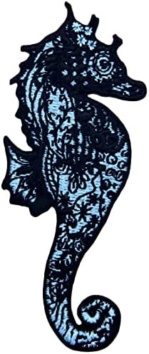 Zentangle stil Seahorse Patch vezeni aplicirani značka glačala na šini grb