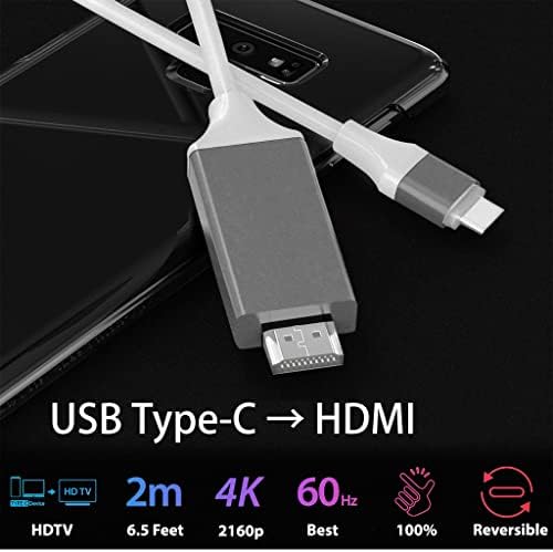 USB-C / PD 4K HDMI kabl Kompatibilan je sa Samsung Galaxy S21 FE 5G sa punim 2160p @ 30Hz, 6ft /