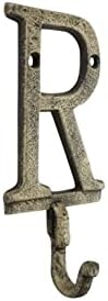 Ručno izrađen nautički dekor Rustično zlatno liveno željezno slovo r abeceda zidna kuka 6