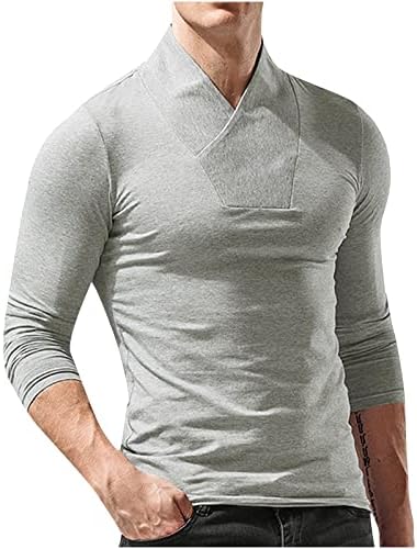 Badhub Muške pulover Pulover dugih rukava Stretch mišićne majice V izrez Slim Fit Polo Tee