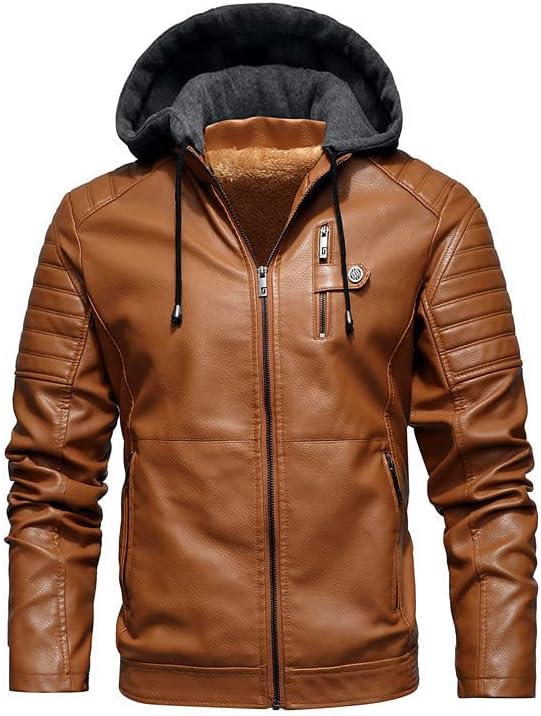Plus Fleece odvojivi kapuljač za muške i zimske jakne za motocikl Vjetrootporni jaknu za toplu kožni