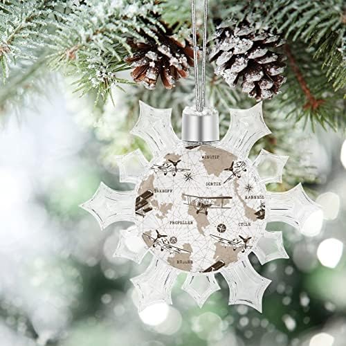 Vintage Air route Karta Svijeta božićno drvo pahuljice amajlije pahuljice ukrasi viseće pahuljice ukrasi sa