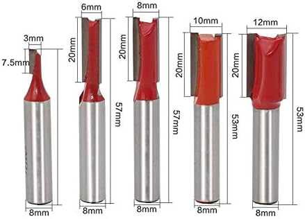 VIEUE glodalica 5kom / set 8mm drška ravna / Dado bitovi za Usmjerivače Tungsten Carbide rezači