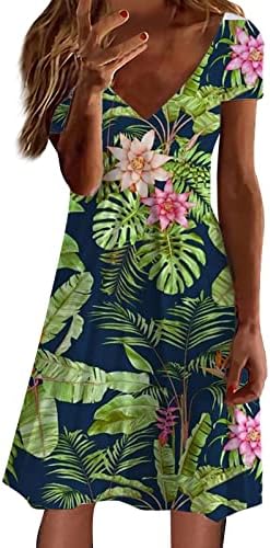 Ljeto Maxi za žene Dame kratki rukav Ležerne prilike V izrez Cvjetni tužni haljina Ležerne haljine