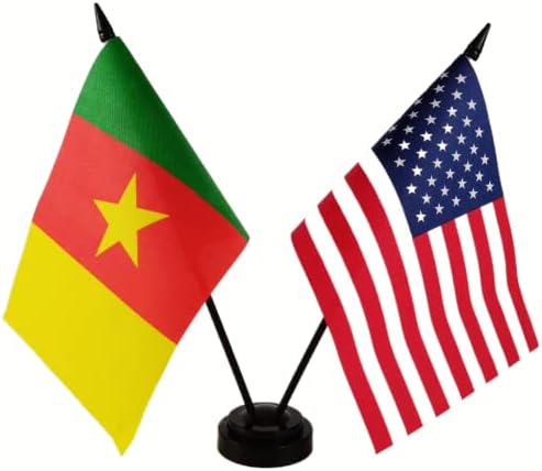 Zigvert American & Cameroon stol za zastavu, američke i kamerunske zastave za sobu, 8 x 5