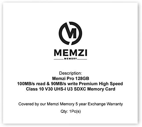 MEMZI PRO 128GB 100MB / s Klasa 10 V30 SDXC memorijska kartica kompatibilna za Sony Alpha a7S