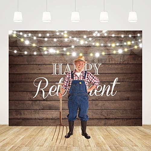 Happy Retirement Backdrop 7x5ft Shinning svjetla i drvene Foto pozadini dekoracije penziju