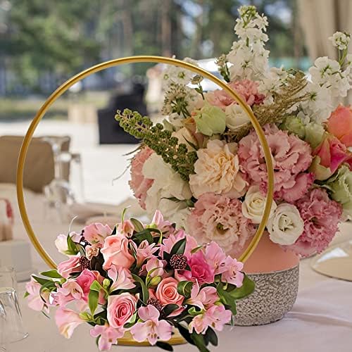 FETCOI 10pcs Zlatni vjenčanici za stolove, 19 visoki cvjetni obruč metalni cvijet vaze cvijeće za kućne zabave