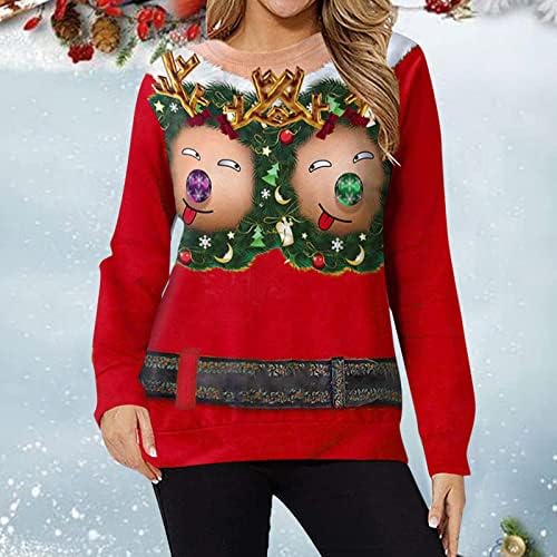 Smiješna božićna dukserica za žene casual crewneck grafička dukserica uniseks praznični pulover s