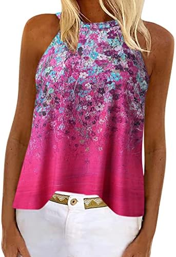 Miashui mišićna majica za žene Ljeto Ženska bez rukava bez rukava Cvjetni tiskani hladni rameni
