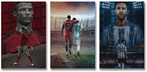 Mofanmi Art fudbalske zvijezde Cristiano Ronaldo i Lionel Messi platneni Poster Art zidni dekor 16in×24in