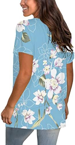 Majica bluza za djevojke Ljeto jesen kratki rukav meka udobna odjeća pamuk v izrez grafički ručak Blouse