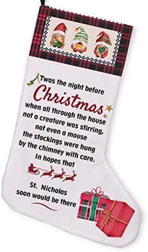 Gaicaak Gnomes s crvenim kamionom Burlap Božićne čarape, Twas Noć prije božićnih visećih čarapa