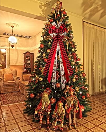 Božićno stablo, božićni krov od drveća 44x13 inča Veliki gornji poklon lukovi crveni kamioni lukovi, zimske