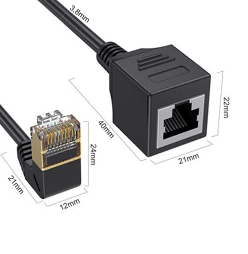 Traovien CAT 8 Ethernet produžni kabel, 90 stupnjeva ugao muški do ženskog RJ45 CAT8 priključak 10 gigabit